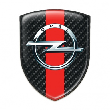 Opel Self Adhesive Car logo Emblem Dark Carbon with Red Band Model 