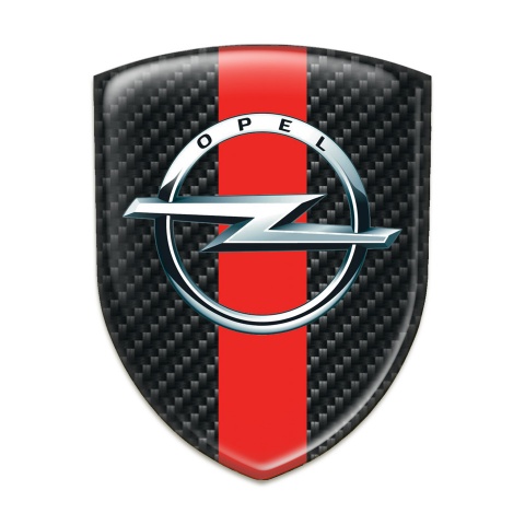 Opel Self Adhesive Car logo Emblem Dark Carbon with Red Band Model 