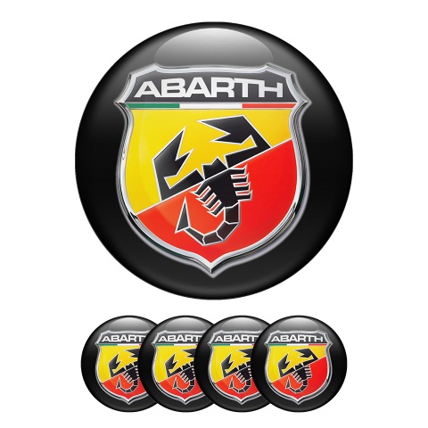 Fiat   Abarth Wheel Center Cap Domed Stickers 3d black