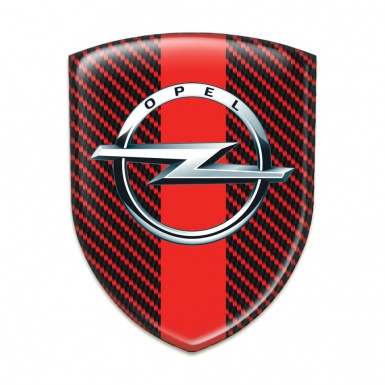 Opel Silicone Car Decal Badge Red carbon with Red Band Style 
