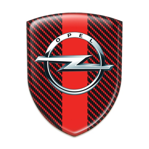 Opel Silicone Car Decal Badge Red carbon with Red Band Style 