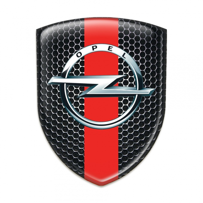 Opel Silicone Badge Perforated Steel With Red Band model 