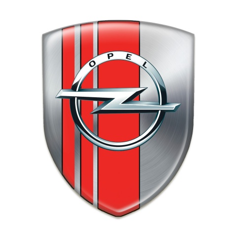 Opel Auto Emblem Silver with Red Tapes 