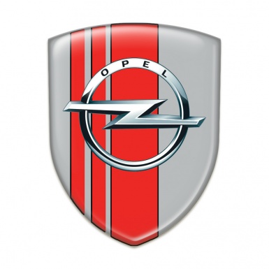 Opel Emblem Badge Logo Grey with Red Tapes 
