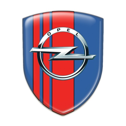 Opel Tuning Emblem Blue with Red tapes Decoration 