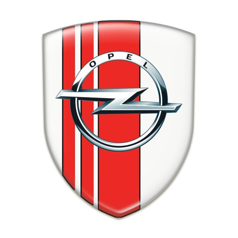 Opel Domed Emblem White with Red Tapes Decoration 