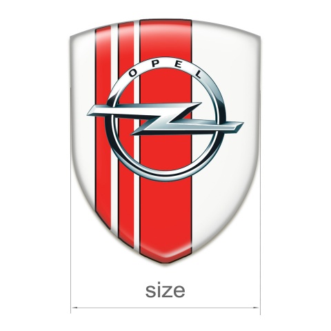 Opel Domed Emblem White with Red Tapes Decoration 