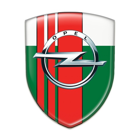 Opel Resin Sticker Green White with Red Tapes Decoration 