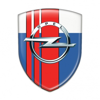 Opel 3D Gel Emblem Blue White with Red Tapes Decoration 