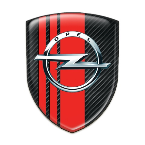 Opel Tuning Badge Black Carbon with Red Tapes Decoration 