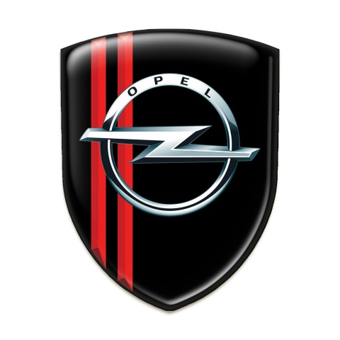 Opel Car Interior Badge Black Base with Red Lines Decoration 