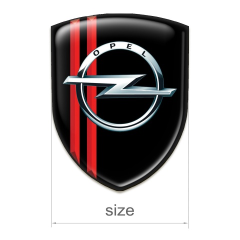 Opel Car Interior Badge Black Base with Red Lines Decoration 