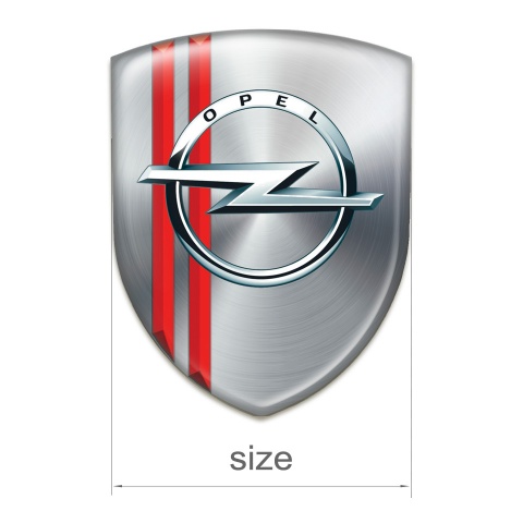 Opel Silicone Car Decal Badge Silver Base with Red Lines Decoration 