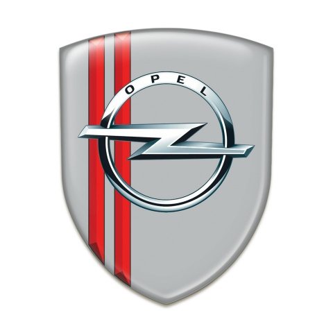 Opel Silicone Badge Grey Base with Red Lines Decoration 
