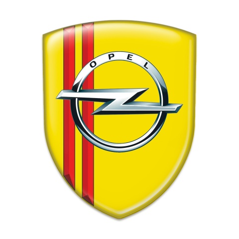 Opel Auto Emblem Yellow Base Red Lines Decoration 