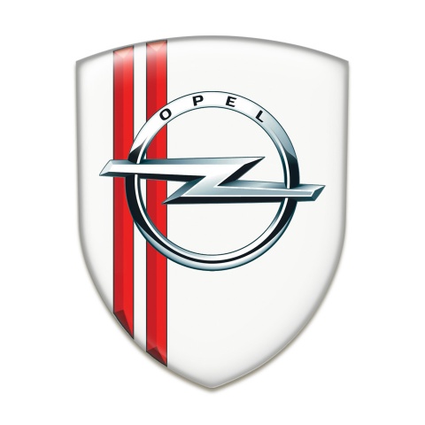 Opel Emblem Badge Logo White Base with Red Lines Decoration 