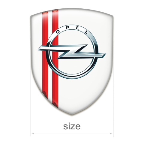 Opel Emblem Badge Logo White Base with Red Lines Decoration 