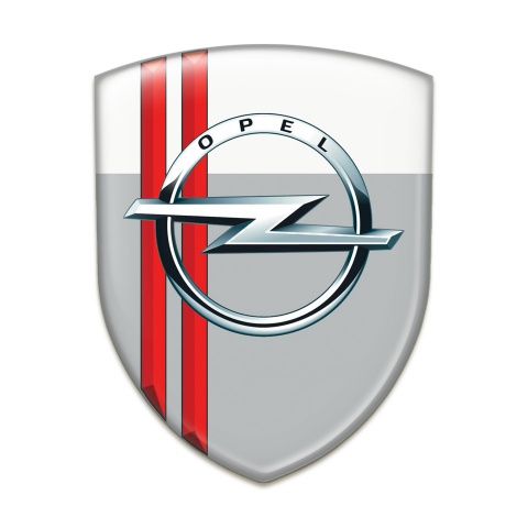 Opel Silicone Emblem Grey White Base Red Lines Decoration 