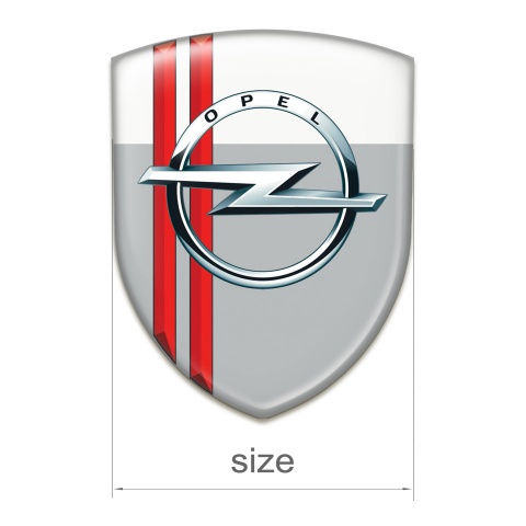 Opel Silicone Emblem Grey White Base Red Lines Decoration 