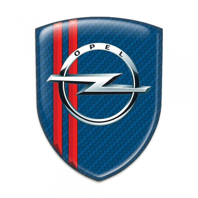 Opel Resin Sticker navy Blue Carbon Base Red Lines Decoration 