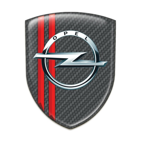 Opel 3D Gel Emblem Carbon Base Red Lines Decoration 
