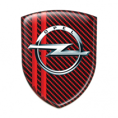 Opel Self Adhesive Car logo Emblem Red Carbon Red Lines Style 