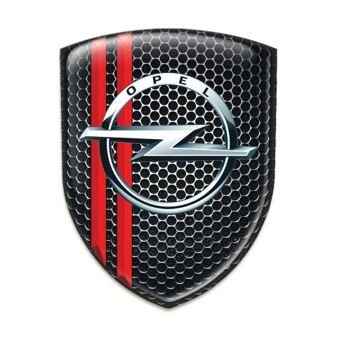 Opel Car Interior Badge Perforated Steel base Red Lines 