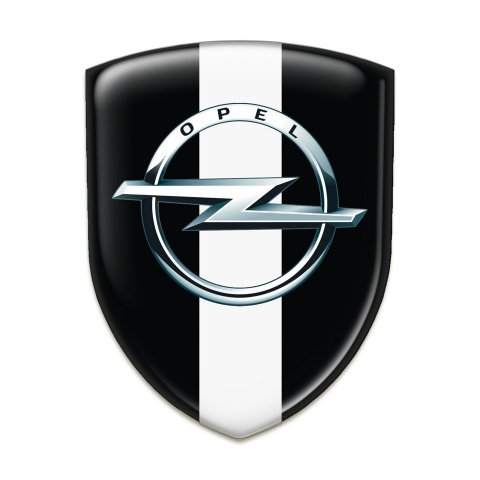 Opel Silicone Car Decal Badge Black Background with White Tape 