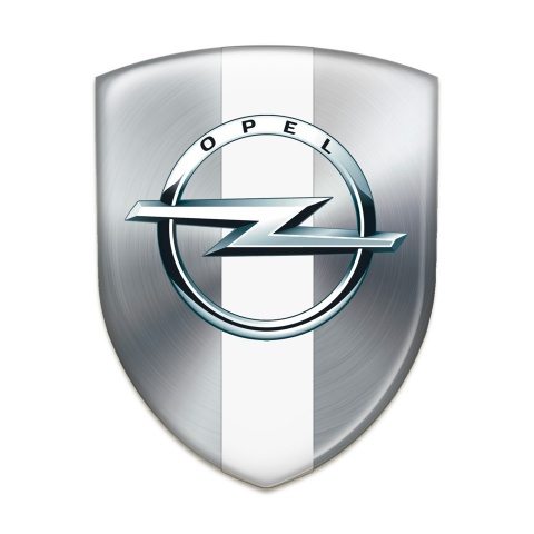 Opel Silicone Badge Silver Background with White Tape 