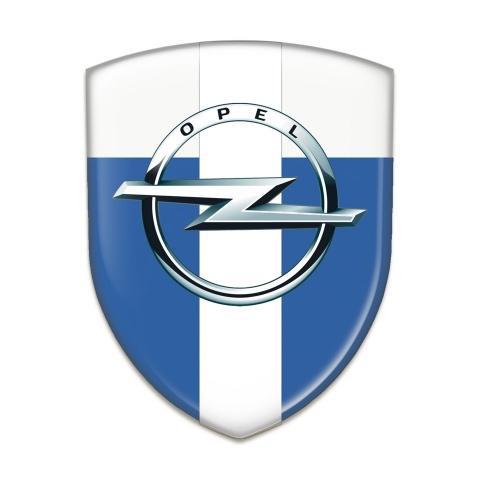 Opel Domed Emblem Blue White Background White Tape Style
