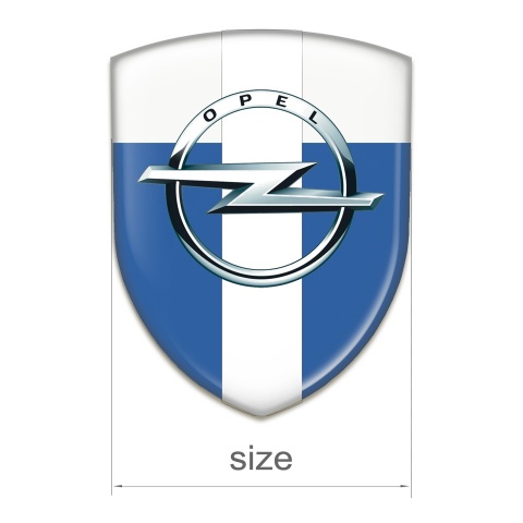 Opel Domed Emblem Blue White Background White Tape Style