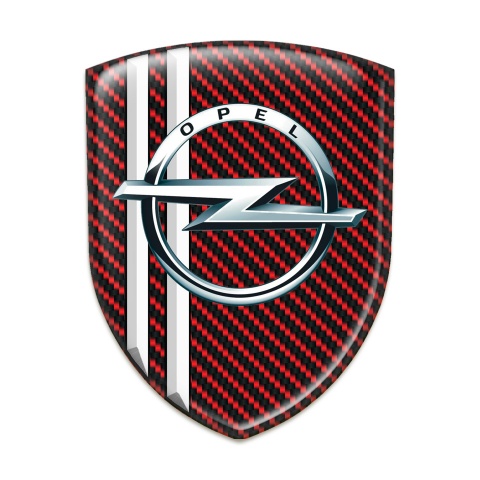 Opel Silicone Car Decal Badge Red carbon with White Lines variant