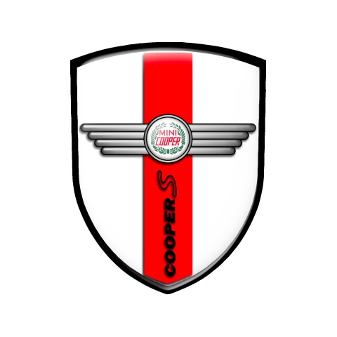 Mini Cooper S Emblem Silicone Shield White Red Edition