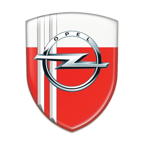 Opel Resin Sticker Red White with White Lines Style 