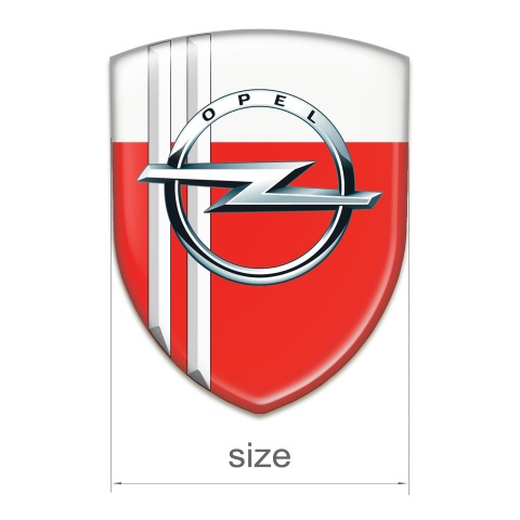 Opel Resin Sticker Red White with White Lines Style 
