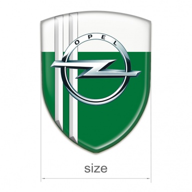 Opel 3D Gel Emblem Green White with White Lines Type 