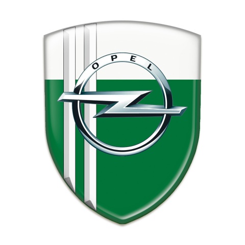 Opel 3D Gel Emblem Green White with White Lines Type 