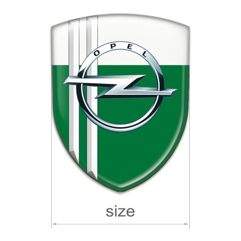 Opel 3D Gel Emblem Green White with White Lines Type 