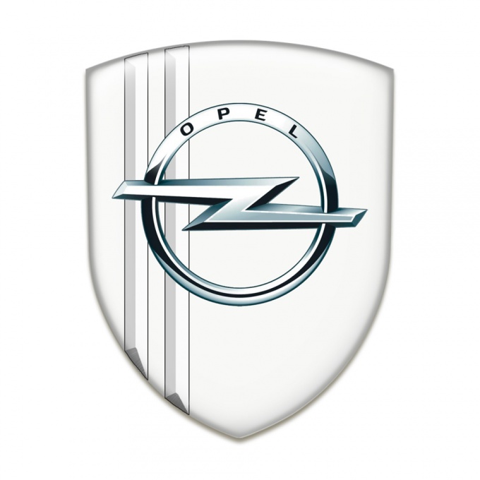 Opel Emblem Exterior White Decoration Silver Logo 