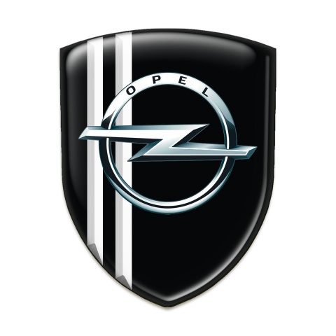 Opel Silicone Car Decal Badge Black with White Lines Type 