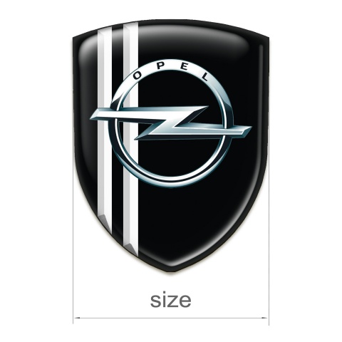 Opel Silicone Car Decal Badge Black with White Lines Type 