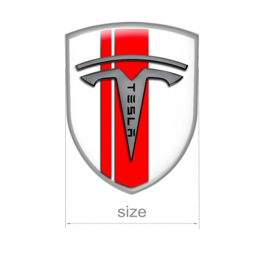 Tesla Shield Silicone Emblem White Red Line Edition