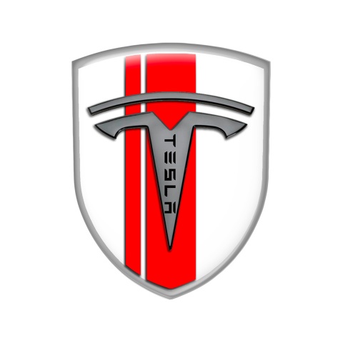 Tesla Shield Silicone Emblem White Red Line Edition