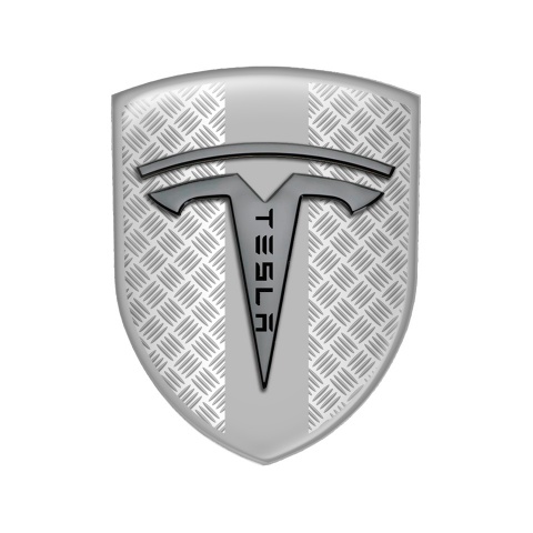 Tesla Shield Silicone Emblem Steel Grey Line Edition