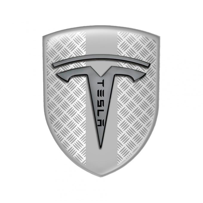 Tesla Shield Silicone Emblem Steel Grey Line Edition