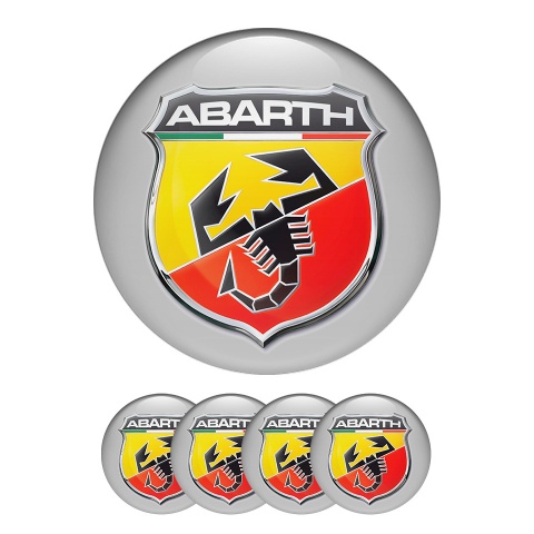 Fiat Abarth Domed Stickers Wheel Center Cap 3d Gray 