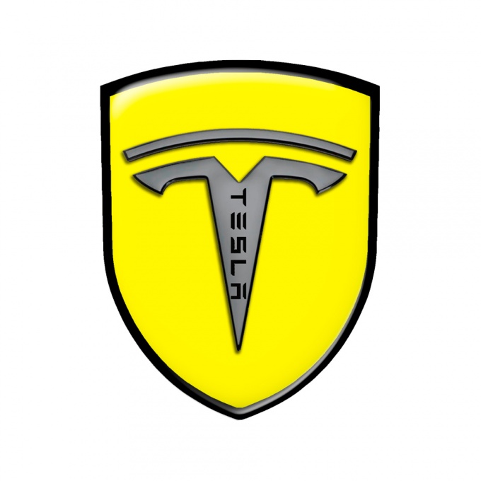 Tesla Shield Emblem Silicone Yellow Edition, Domed Emblems, Stickers