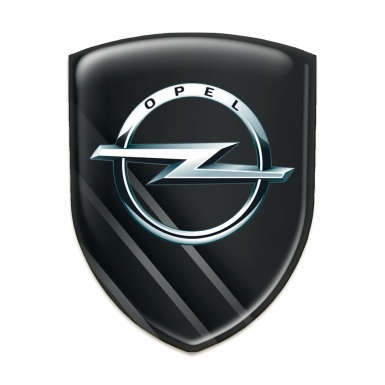 Opel Tuning Emblem Black Base with Diagonal Grey Lines 