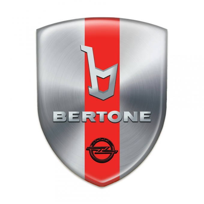 Opel Bertone Emblem Badge Logo Silver with Red Ribbon Version 