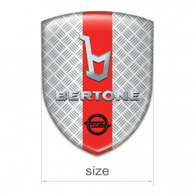 Opel Bertone Self Adhesive Car logo Emblem Mesh Efffect Red Ribbon Style 